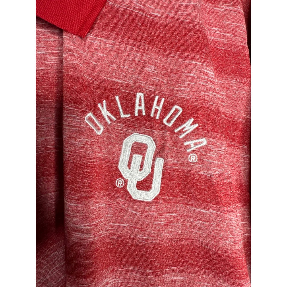 Oklahoma Sooners OU Russell red Striped Polo Shirt Sz 2XL NCAA College - Picture 3 of 8